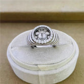 S925 sterling silver precision thick ring, empty holder, semi-finished product, circle shaped, movable mouth(without pearl)